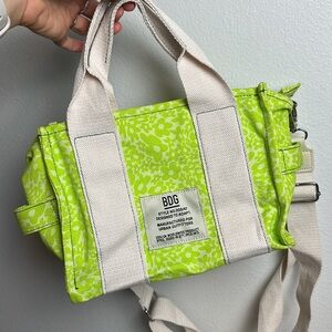 BDG Urban Outfitters Green Floral Canvas Small Crossbody Tote Bag
